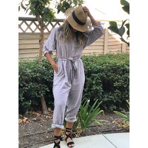 Anthropologie Lavendar Belted Jumpsuit